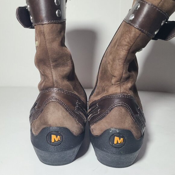 Merrell Donatella Brown Leather Waterproof Side-Zipper Mid-Calf Women's Boot 9 - Picture 7 of 8